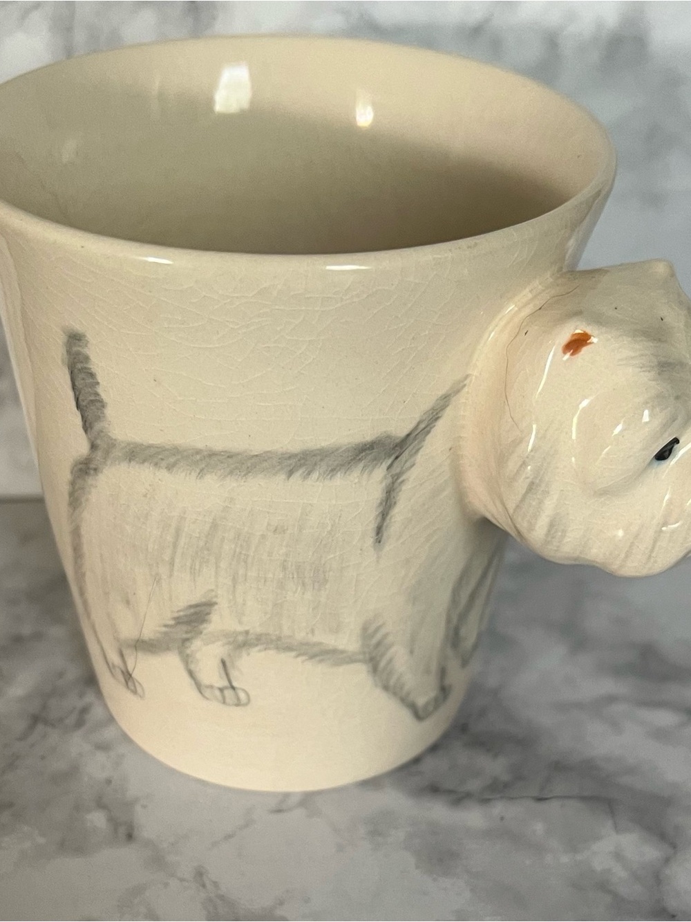 Ceramic Dog Mug with 3D Handle